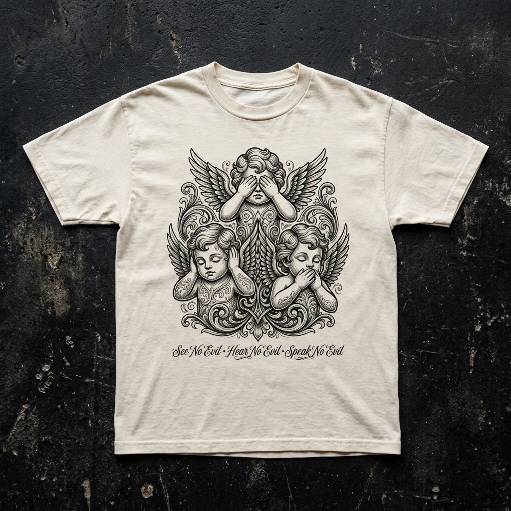See No Evil, Hear No Evil Tattoo Angels Tee